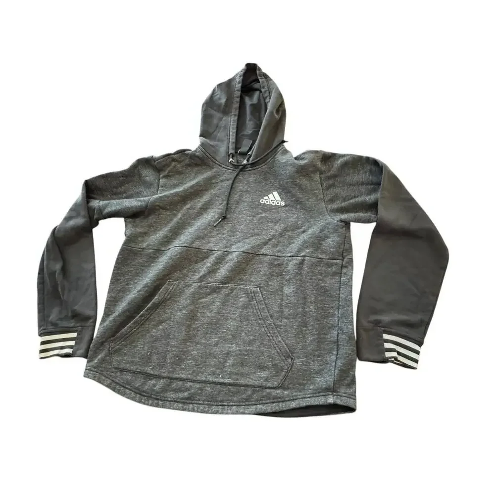 Adidas Hoodie Mens Small (?)‎ Pullover Gray Sweatshirt Workout Running READ